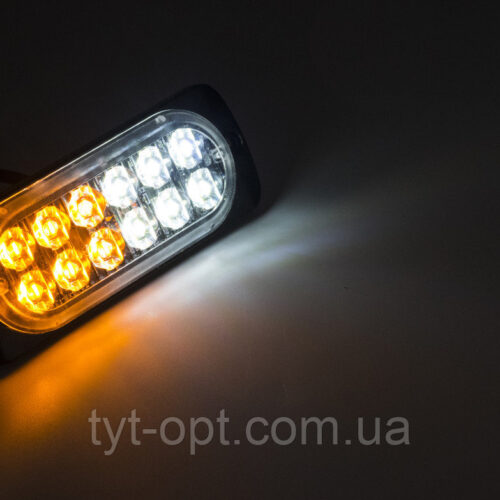 Сигнальні LED WARNING LIGHT / 12LED / 18-Режимів / Біло-Жовтий / 10v-30v