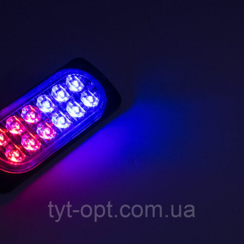 Сигнальні LED WARNING LIGHT / 12LED / 18-Режимів / Синьо-Червоний / 10v-30v