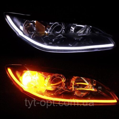 Гнучкий неон в фари “Light guide lamp” / 60см (2х кольоровий white + yellow) к-кт 2шт