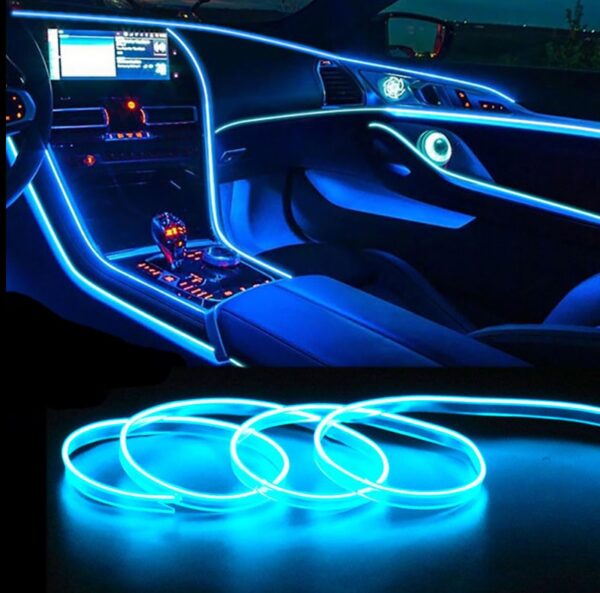 Холодний неон "Car EL SMART WIRE" 5м blue / Кант + інвертор - Зображення 4