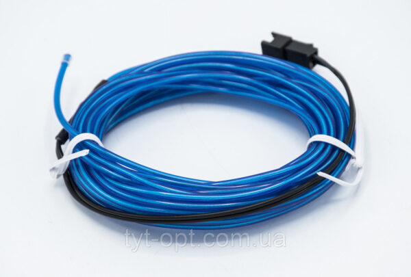 Холодний неон БЕЗ КАНТА "Car EL SMART WIRE" 5м / Синій + інвертор на батарейках - Зображення 5