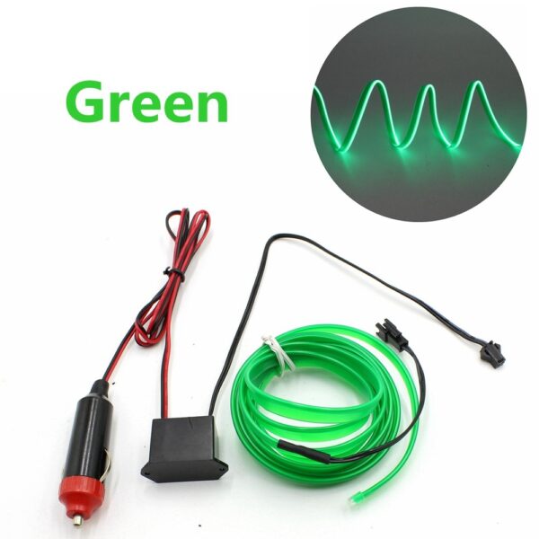 Холодний неон "Car EL SMART WIRE" 5м green / Кант + інвертор - Зображення 4