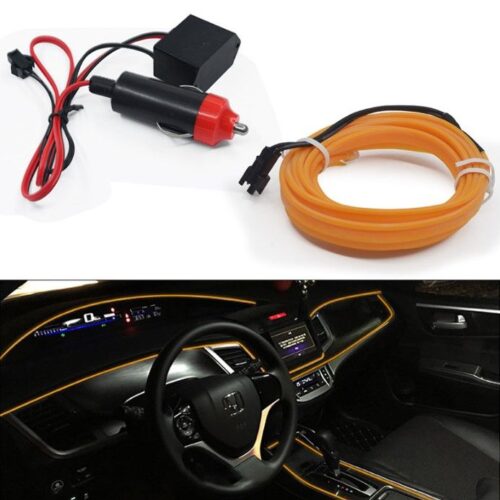 Холодний неон “Car EL SMART WIRE” 3м Жовтий / Кант + інвертор