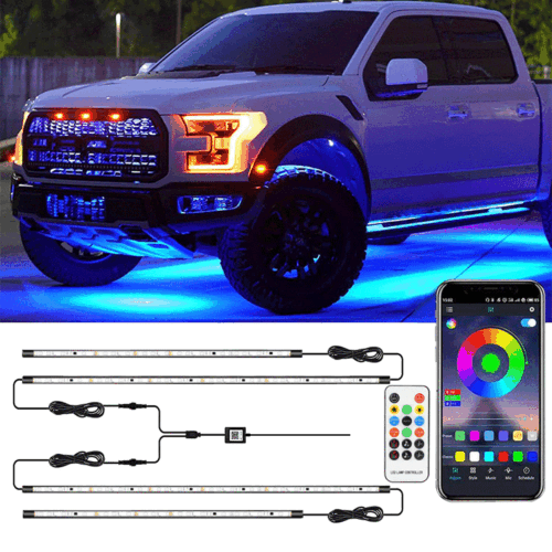 RGB підсвічування днища “FANTASY UNDERBODY LIGHT” (APP управління BT, RGB)” / пульт (к-кт 4шт) 2х150см, 2х60см