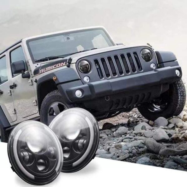 Фара LED діодна 7 дюймів ВАЗ, УАЗ, JEEP, VW  Напівангельське габарит + поворот, ближнє/дальнє, 1 шт - Зображення 5