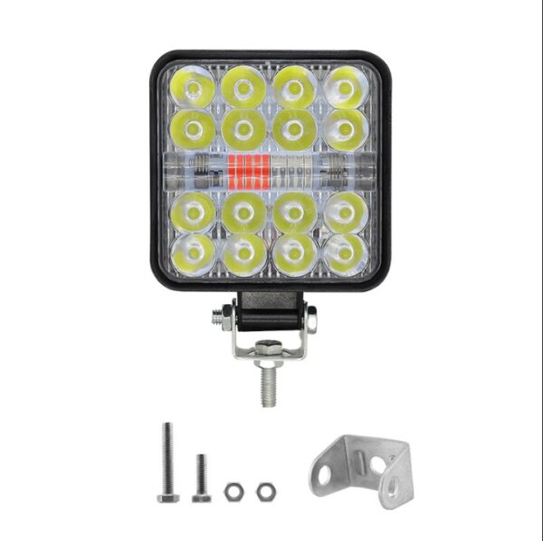 ФАРА LED КВАДРАТНА 48W 6000K + ЧЕРВОНО СИНІЙ СТРОБОСКОП (16 ДІОДІВ) (8.5 СМ Х 8.5 СМ Х 1,5 СМ) MINI - Зображення 4