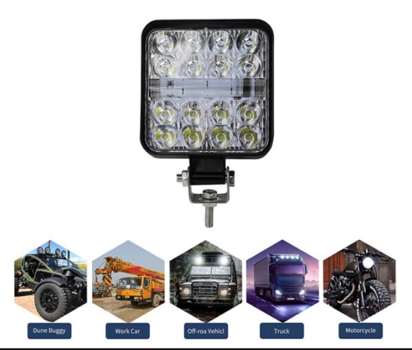 ФАРА LED КВАДРАТНА 48W 6000K + ЧЕРВОНО СИНІЙ СТРОБОСКОП (16 ДІОДІВ) (8.5 СМ Х 8.5 СМ Х 1,5 СМ) MINI - Зображення 11