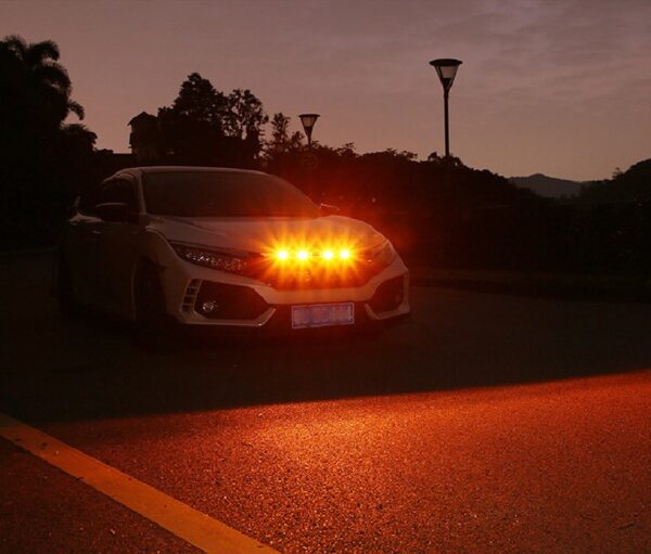 Габарити ДХО в решітку авто 12 LED Жовті чорний корпус 12в/ в авто, бус, джип, позашляховик к-кт 6шт+проводка - Зображення 8